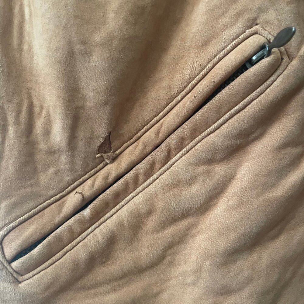 VINTAGE John Carlisle 90's 100% Genuine Leather Suede Coat Tan  | Size M - Picture 9 of 9